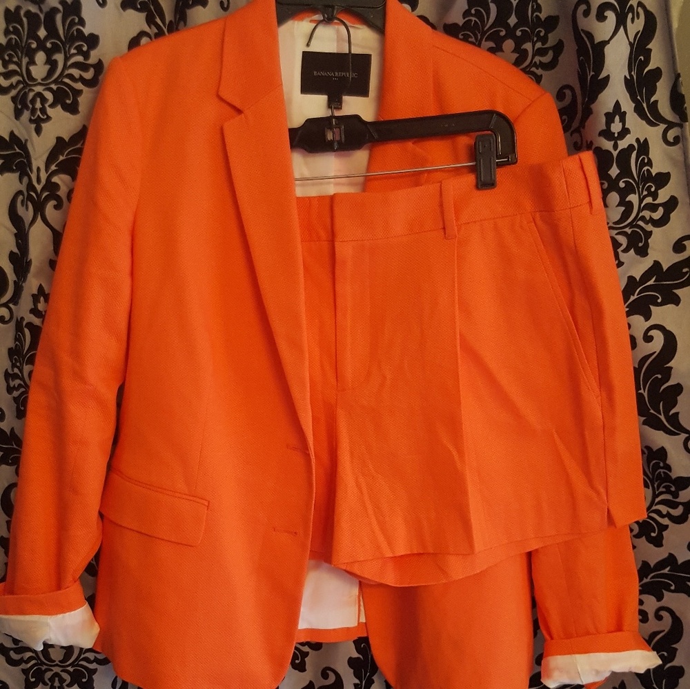 Orange Banana Republic Sear Sucker Short Suit Set